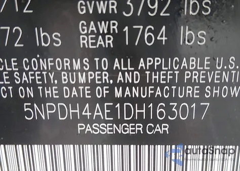 2013 Hyundai Elantra Gls/Limited from USA, damaged, VIN 5NPDH4AE1DH163017